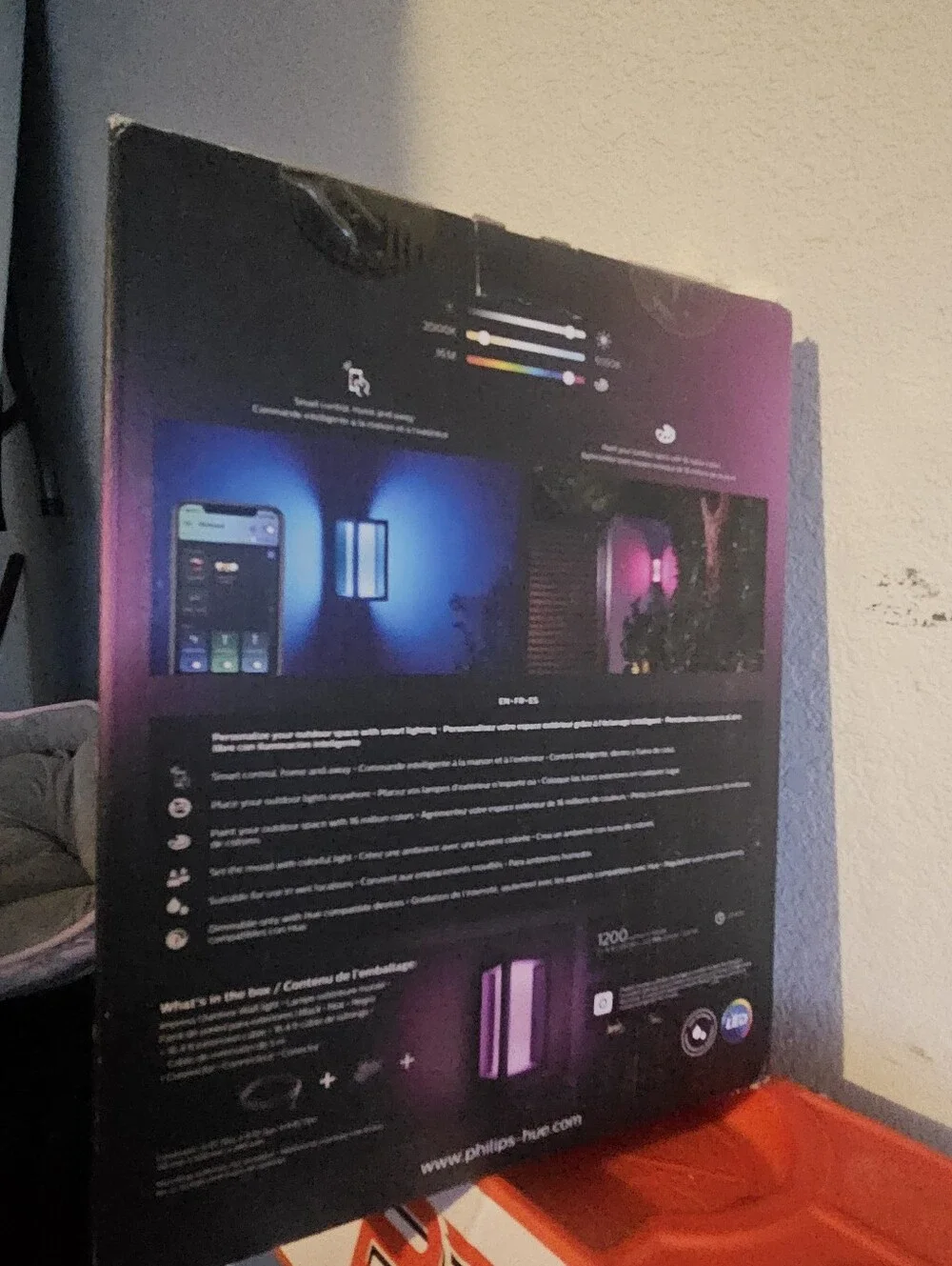 Philips Black Outdoor Hue Wall Lantern with Purple Lighting